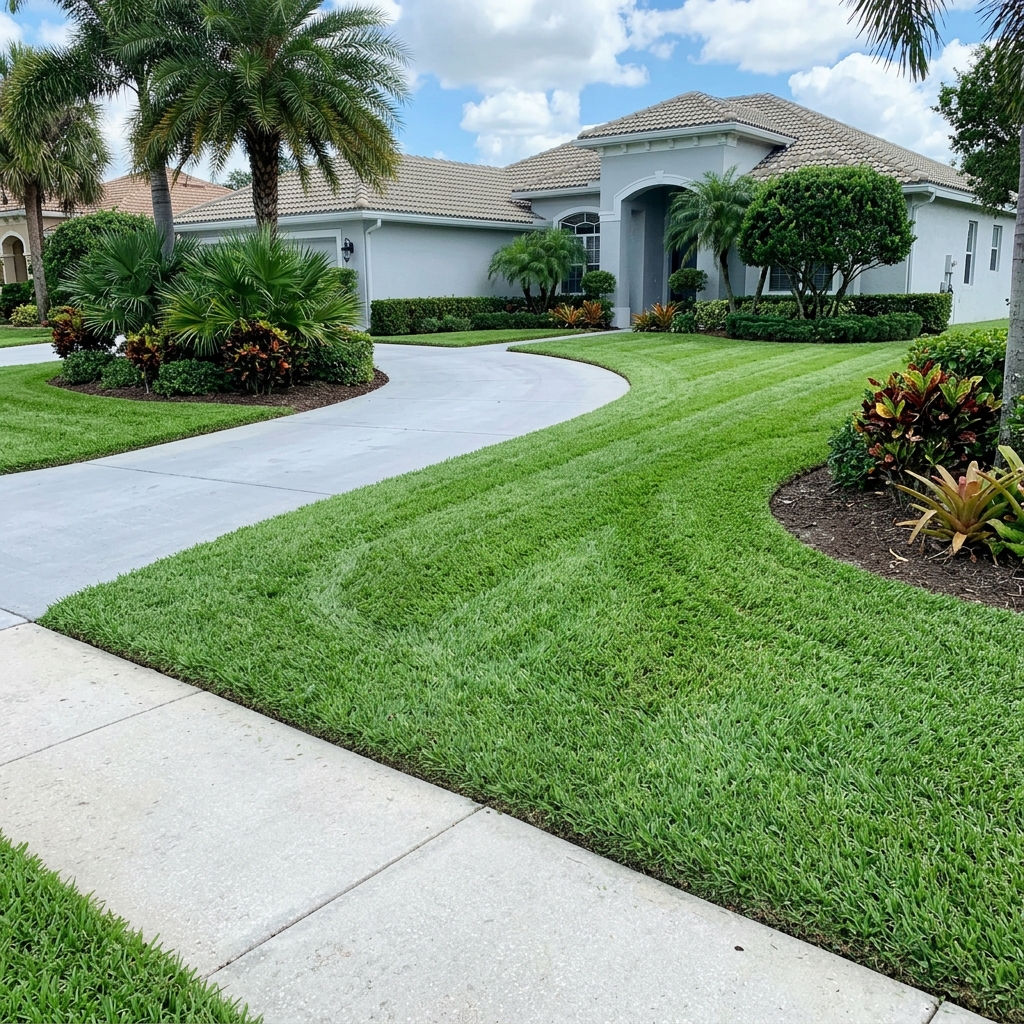 Manicured lawn after service